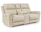 Loveseat reclinable eléctrico Dahlmoore con consola