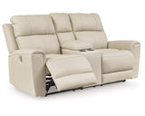 Loveseat reclinable eléctrico Dahlmoore con consola