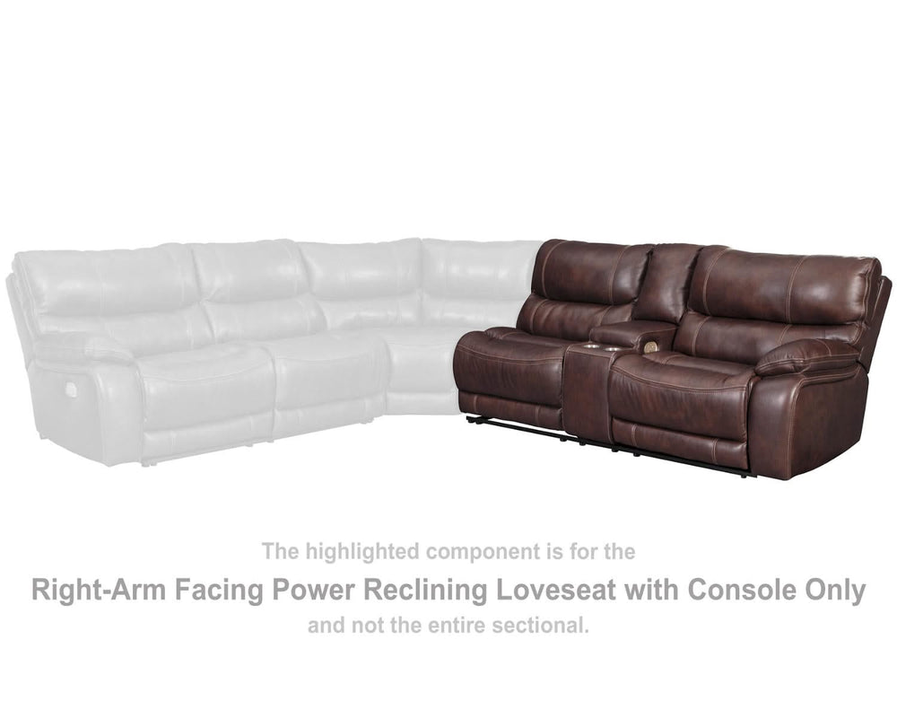 Loveseat eléctrico reclinable con brazo derecho y consola Muirfield