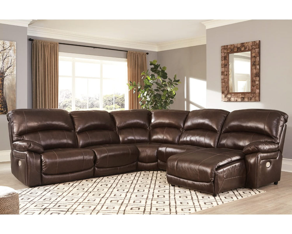 Seccional reclinable eléctrico Hallstrung de 5 piezas con chaise longue