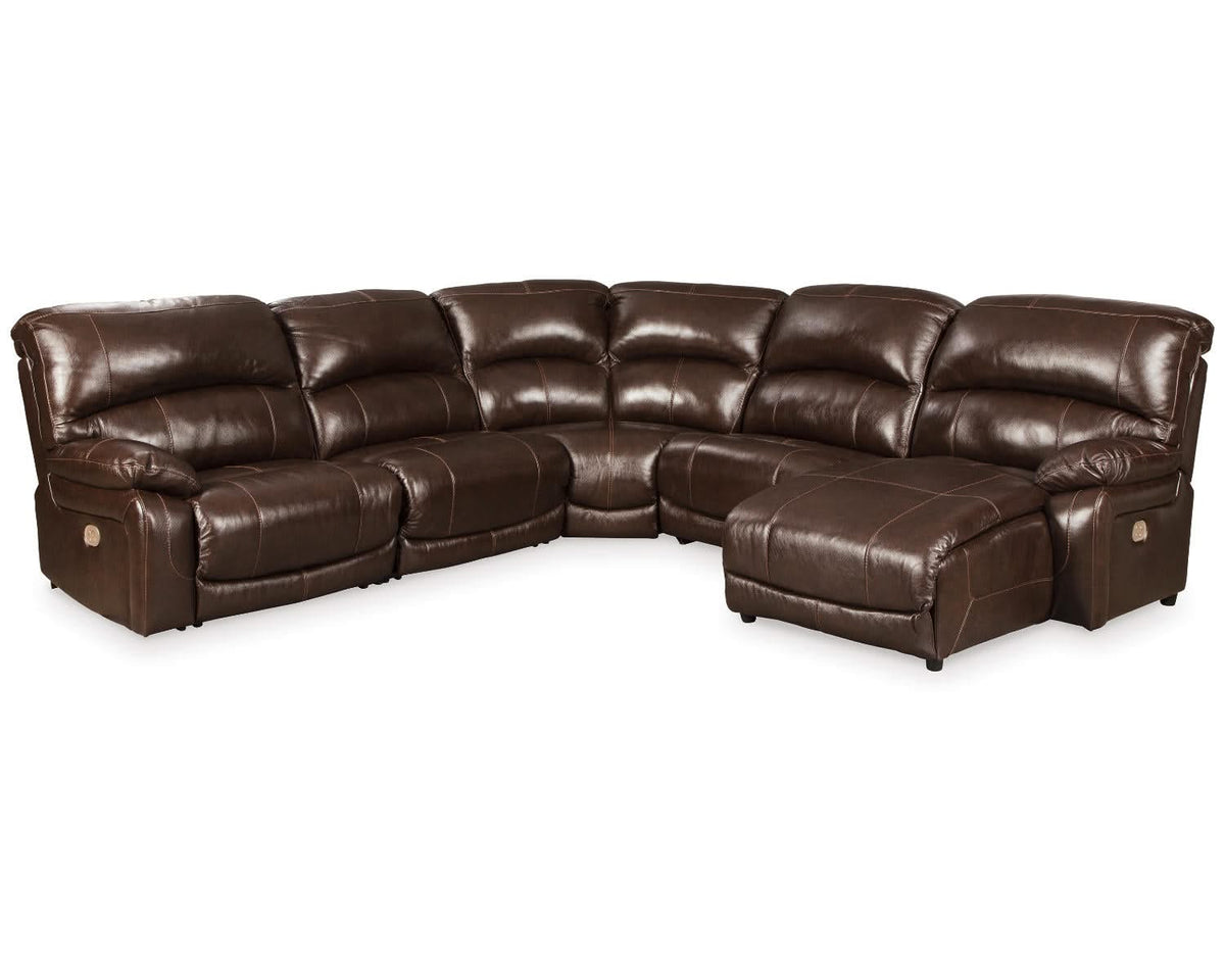 Seccional reclinable eléctrico Hallstrung de 5 piezas con chaise longue