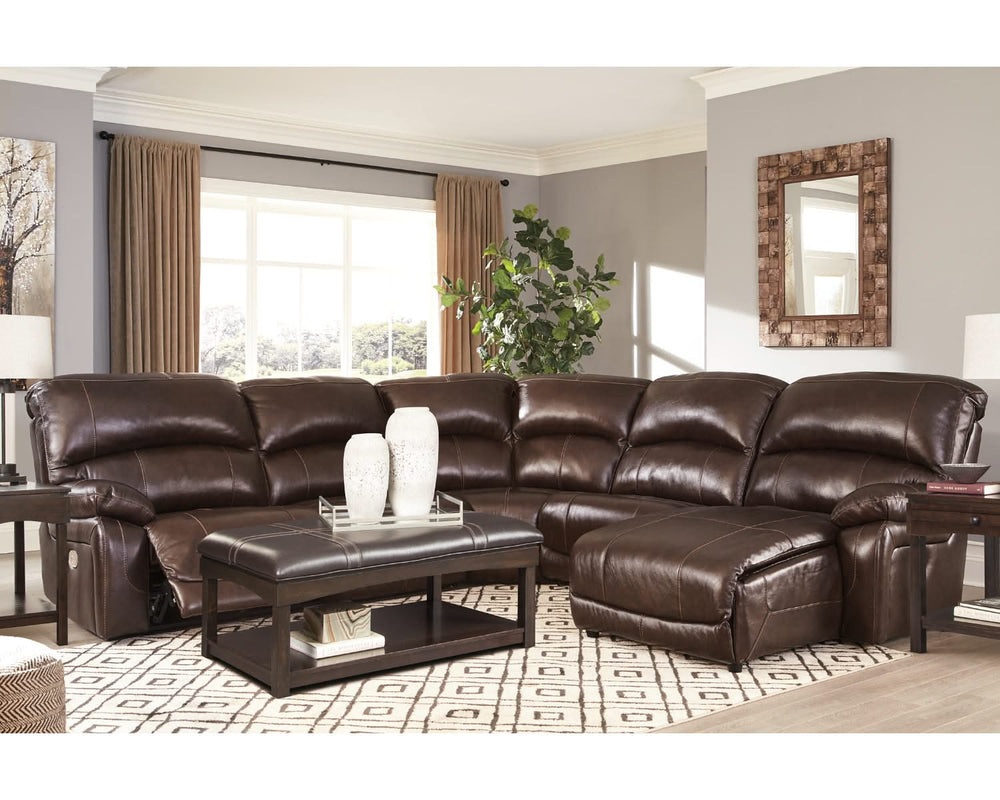 Seccional reclinable eléctrico Hallstrung de 5 piezas con chaise longue