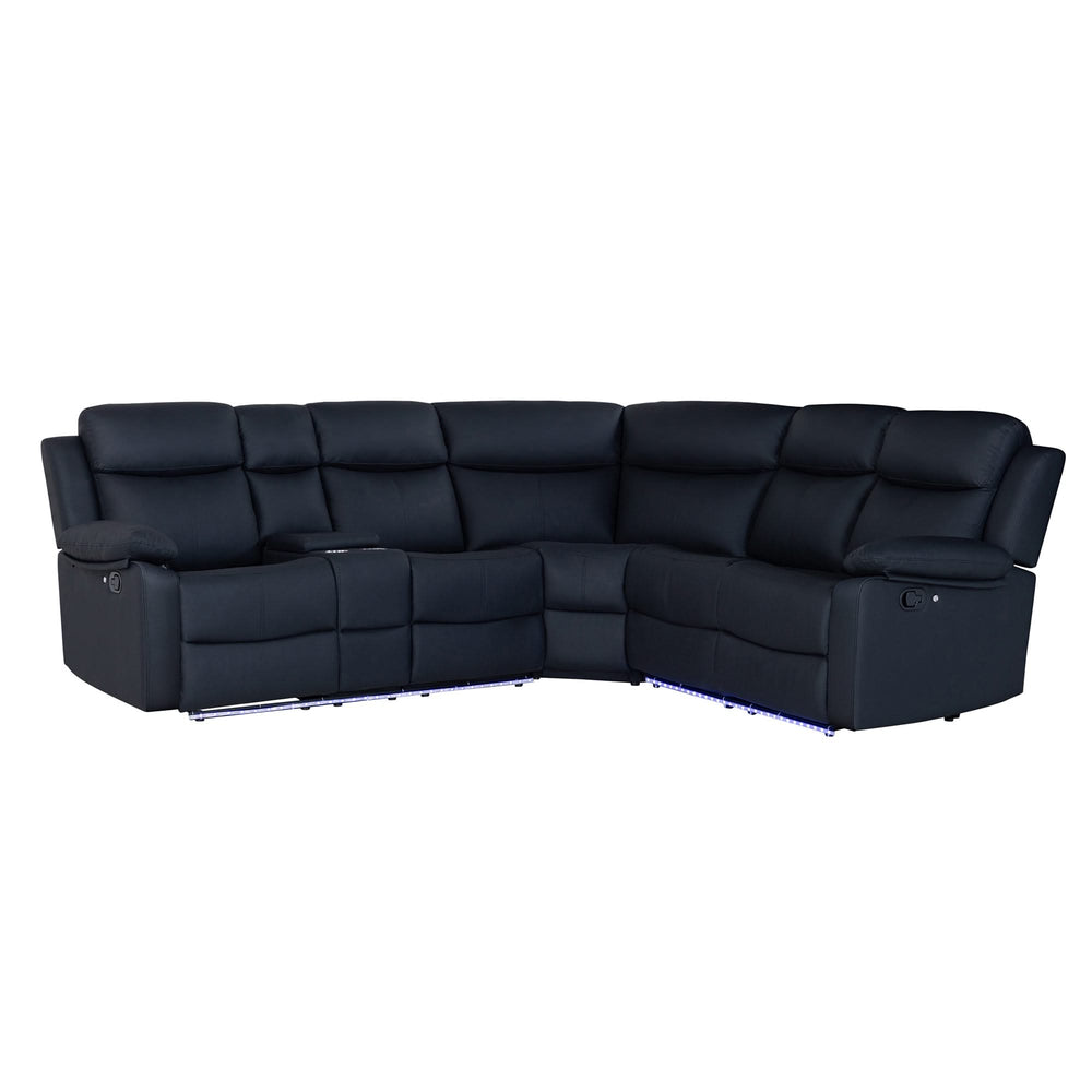 U6026 BLACK RECLINING SOFA WITH LED