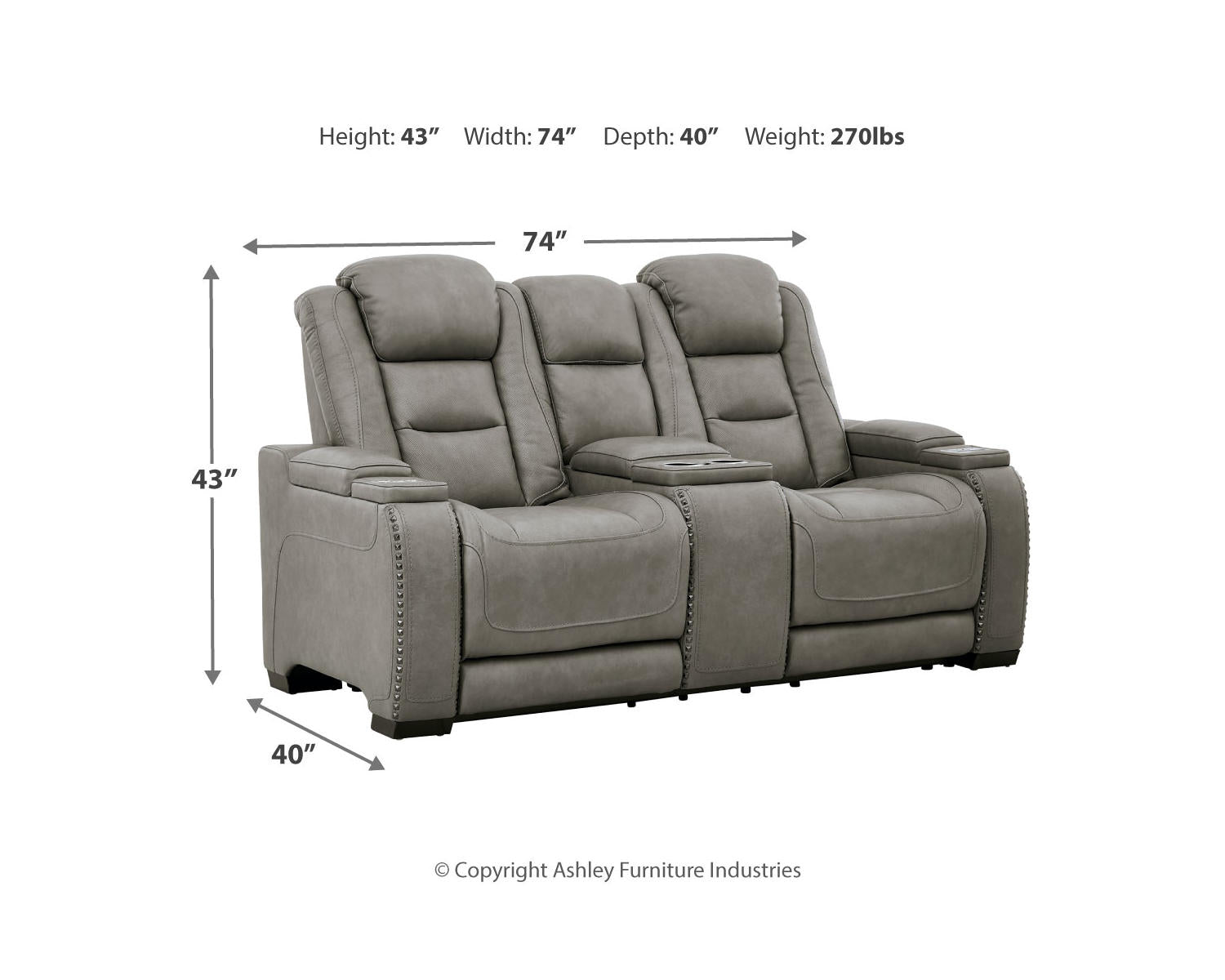 The Man-Den Power Reclining Loveseat with Console