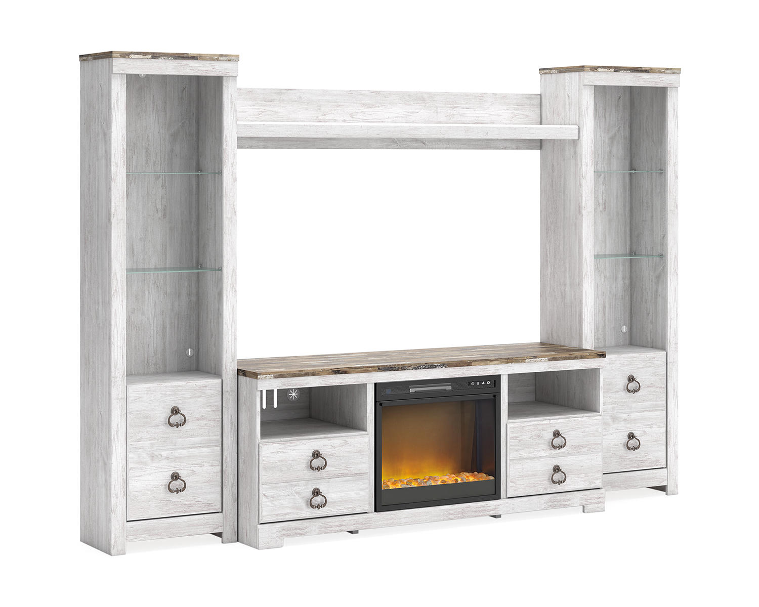 Willowton 4-Piece Entertainment Center with Electric Fireplace