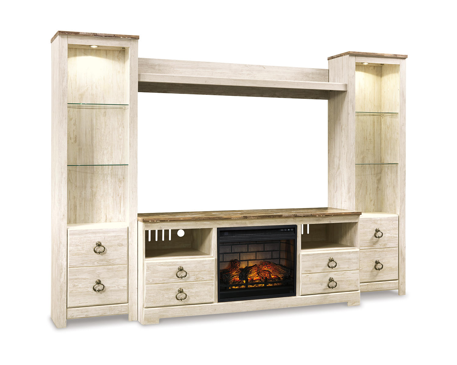 Willowton 4-Piece Entertainment Center with Electric Fireplace