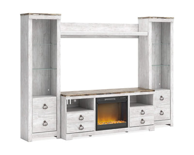 Willowton 4-Piece Entertainment Center with Electric Fireplace