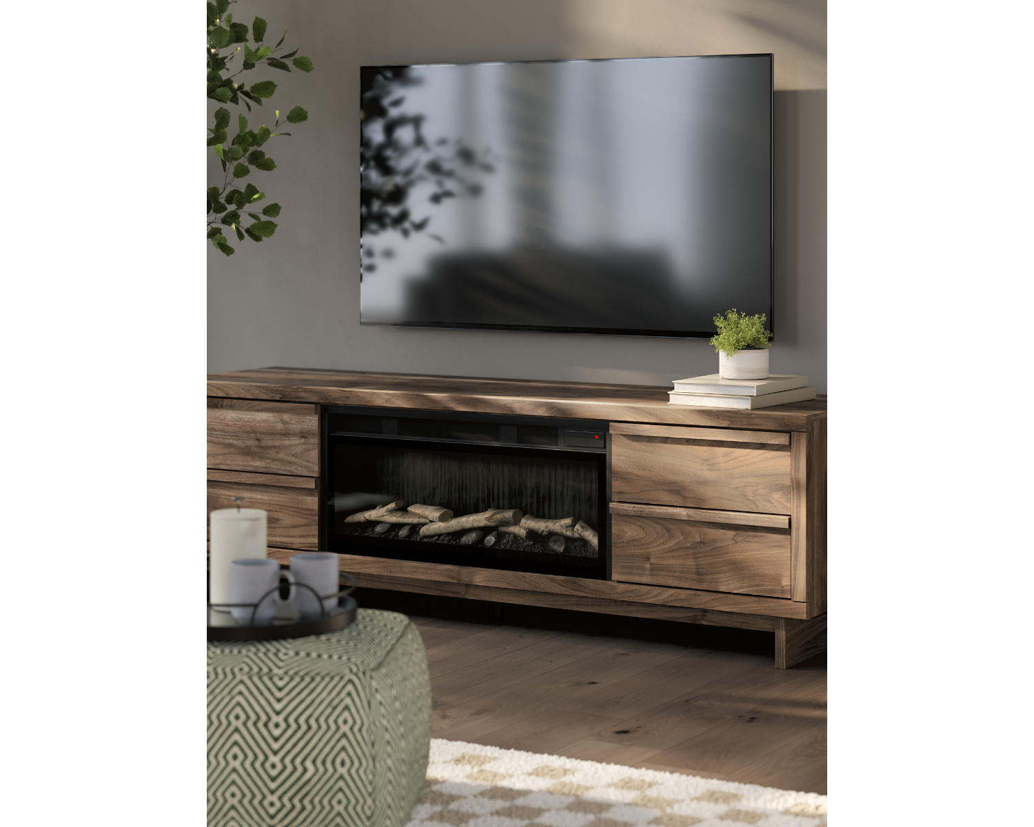 Zadilyn 72" TV Stand with Electric Fireplace