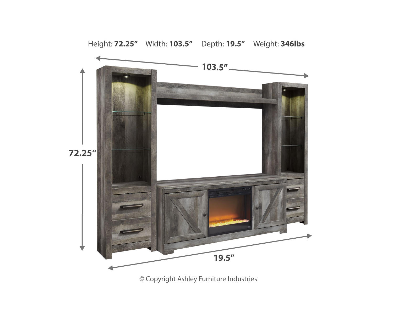 Wynnlow 4-Piece Entertainment Center with Electric Fireplace