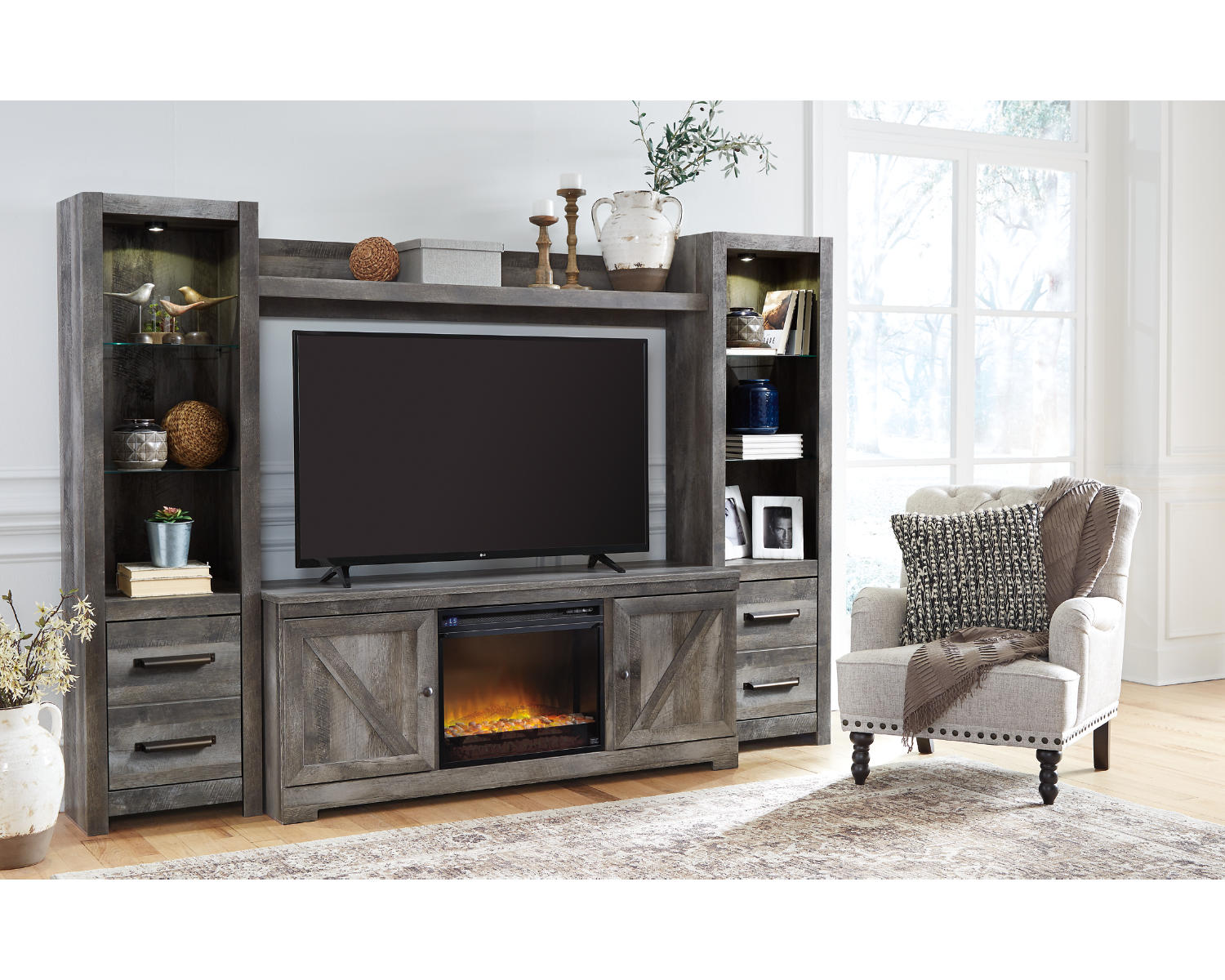 Wynnlow 4-Piece Entertainment Center with Electric Fireplace