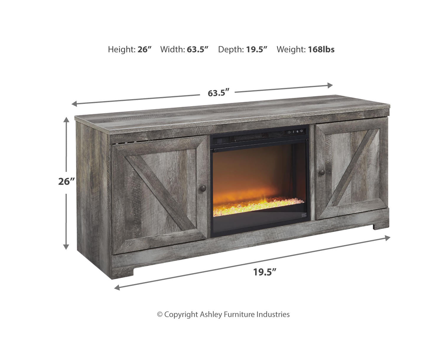 Wynnlow 63" TV Stand with Electric Fireplace