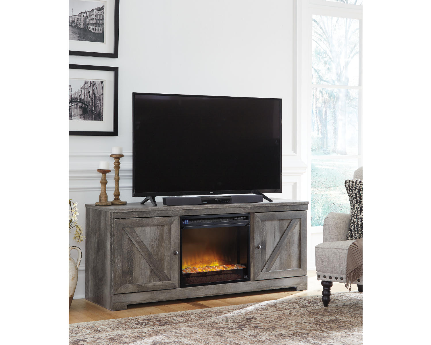 Wynnlow 63" TV Stand with Electric Fireplace