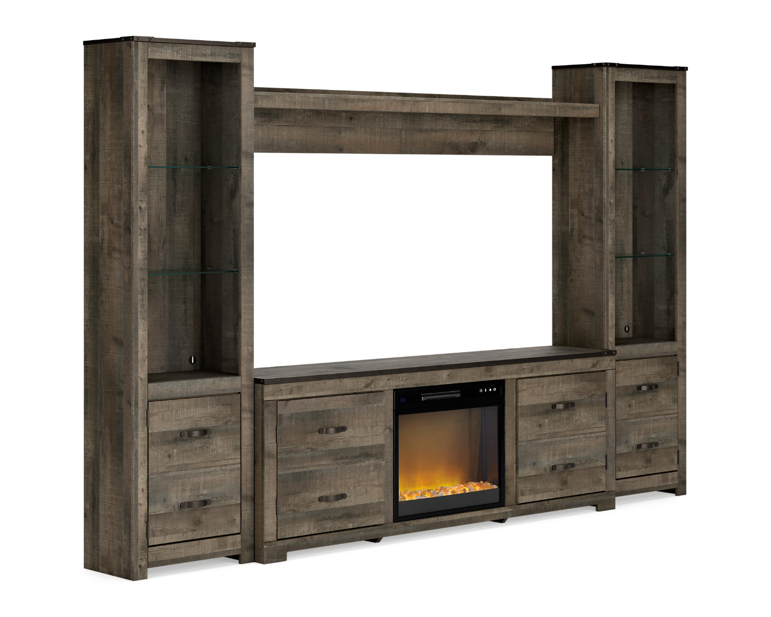 Trinell 4-Piece Entertainment Center with Electric Fireplace