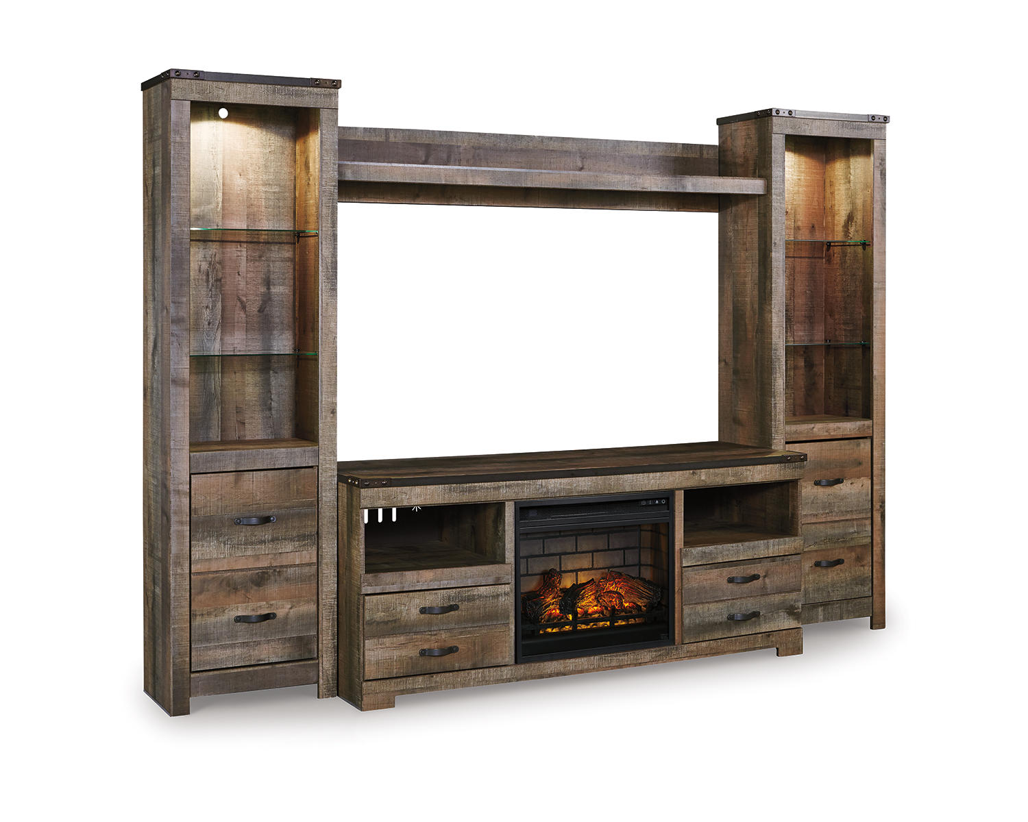 Trinell 4-Piece Entertainment Center with Electric Fireplace