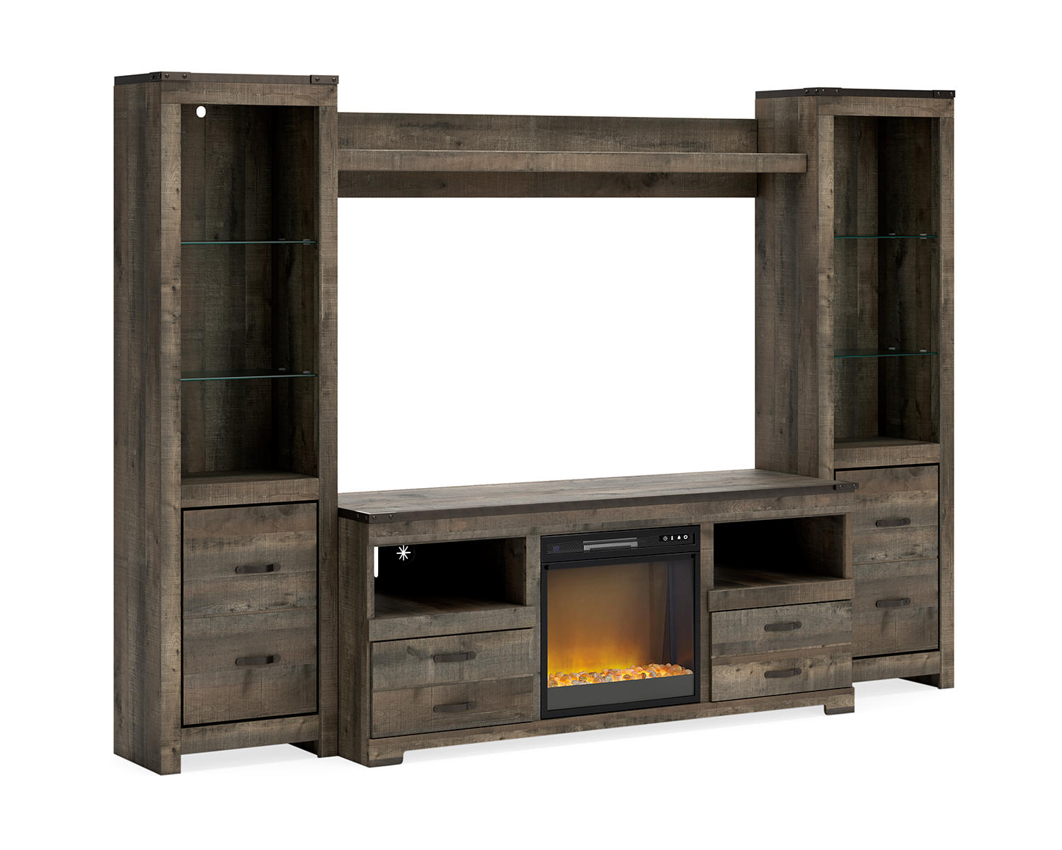 Trinell 4-Piece Entertainment Center with Electric Fireplace