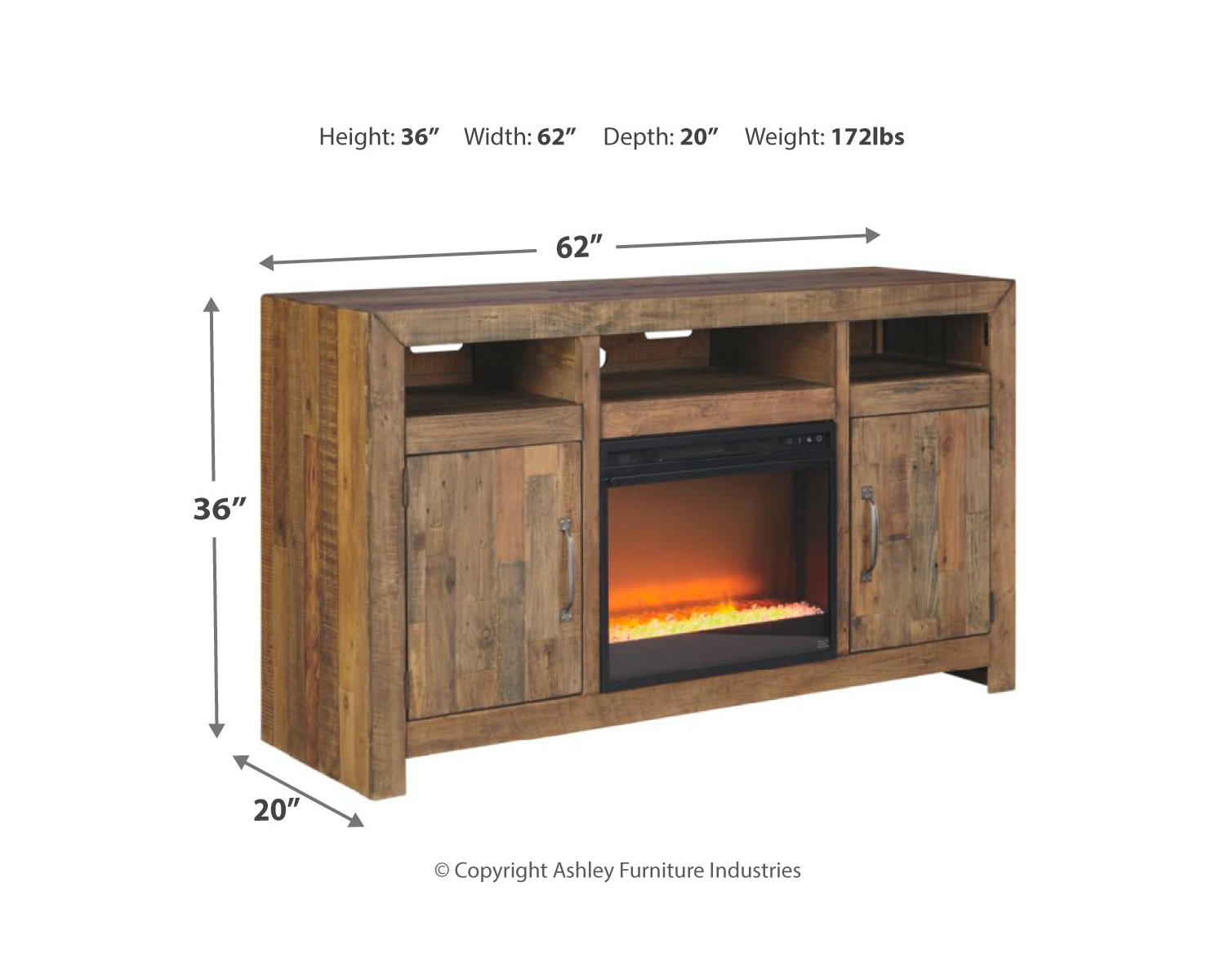 Sommerford 62" TV Stand with Electric Fireplace
