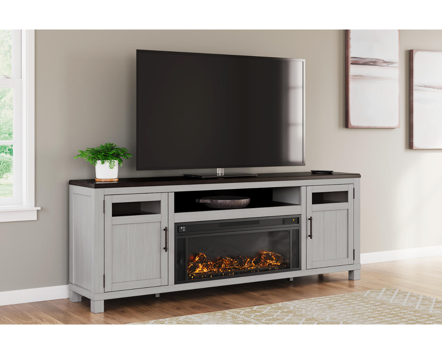 Darborn 88" TV Stand with Electric Fireplace