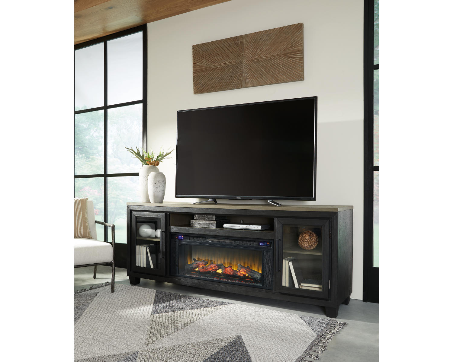 Foyland 83" TV Stand with Electric Fireplace