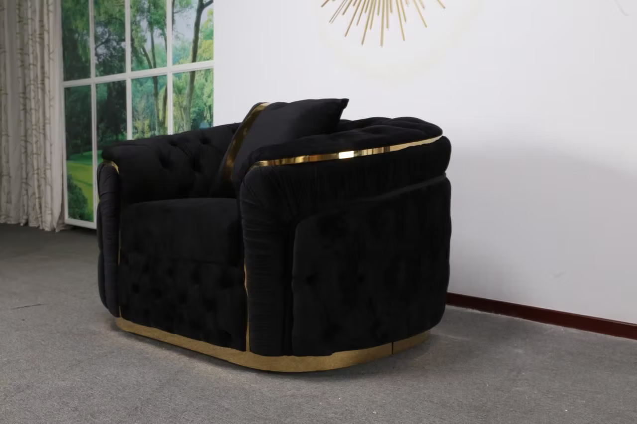 Grey luxury sectional with Gold stripes