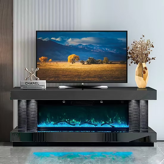Fireplace Berch wood style LEDs TV Mantua