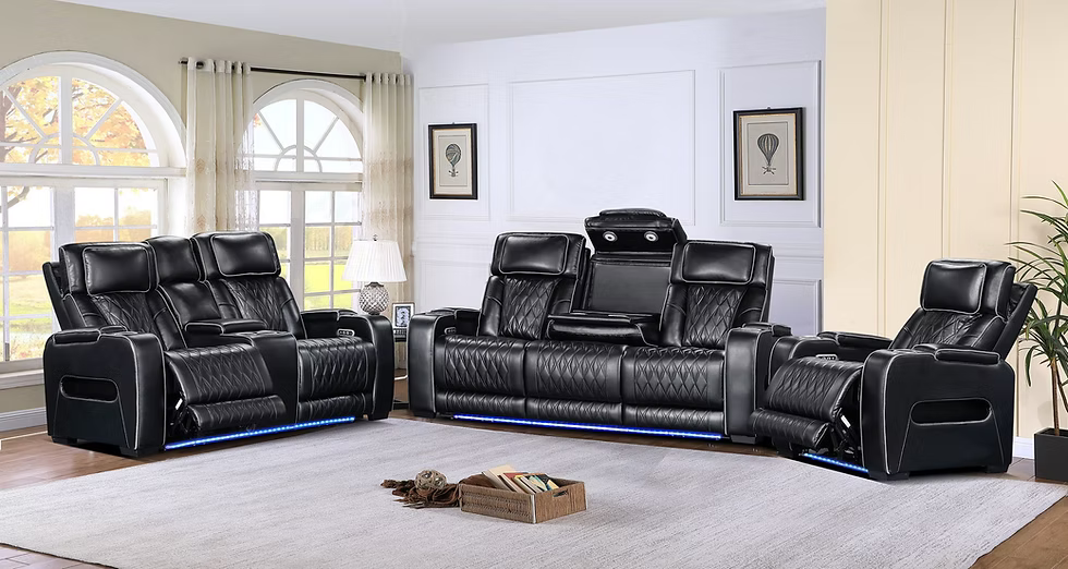 Massaging Leather Love & Sofa Set