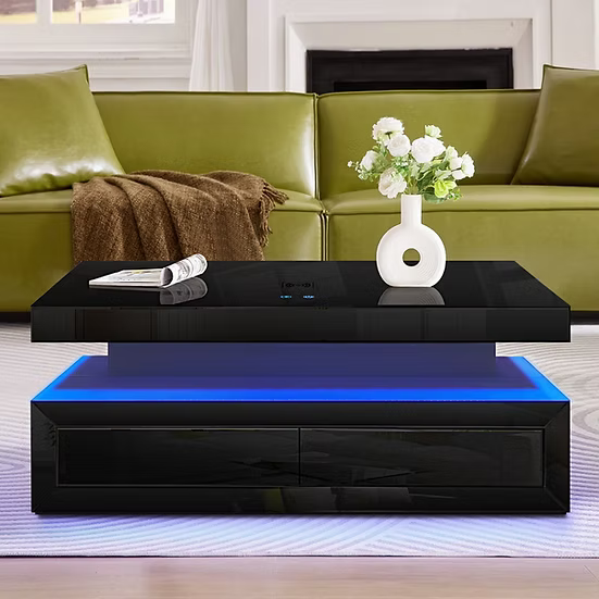 Black Center Console Coffee Table
