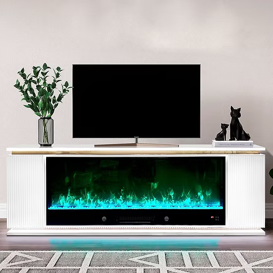 GUNHILL Electric Fireplace Entertainment Center With LED Lights & Speakers