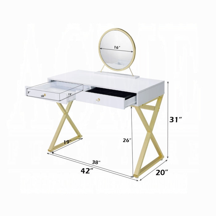 Coleen Vanity Desk W/Mirror & Jewelry Tray