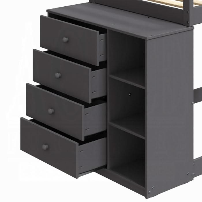 Gaston Twin/Twin Bunk Bed W/4 Drawers & 3 Compartments