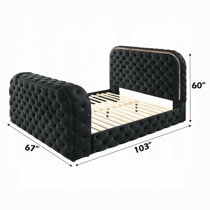 Kana Queen Bed w/LED, Fireplace & TV Stand