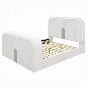 Shelyn EK Bed w/LED, TV Cabinet, Fireplace & Bluetooth