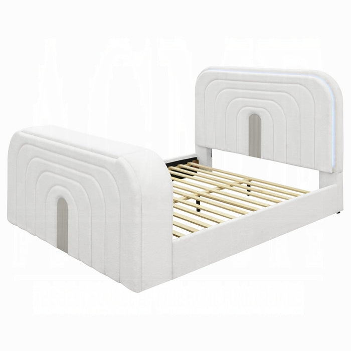 Shelyn Queen Bed w/LED, TV Cabinet, Fireplace & Bluetooth