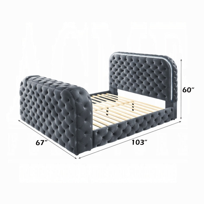Kana Queen Bed w/LED, Fireplace & TV Stand