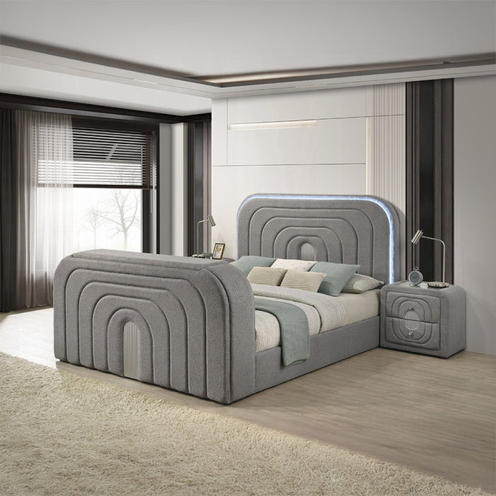 Shelyn Queen Bed w/Led, TV Stand, Fireplace & Bluetooth