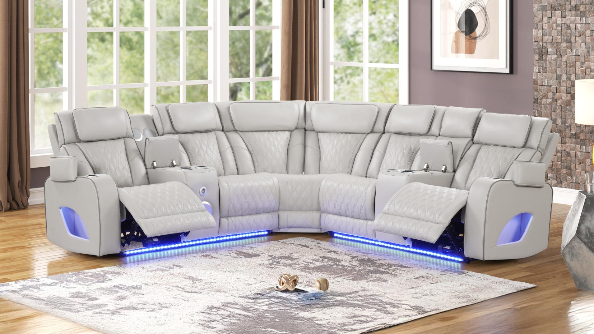 Massager sectional with LED's and Recliners