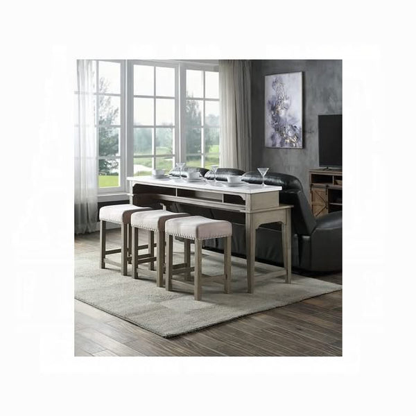 Juego de mesa de altura de mostrador Wandella de 4 piezas con USB