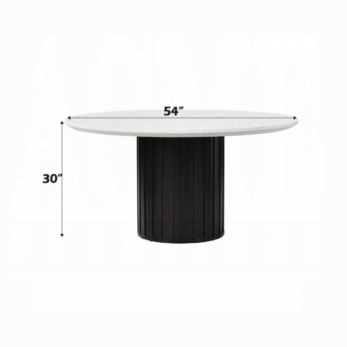 Mesa de comedor redonda Jaramillo con cubierta de mármol artificial