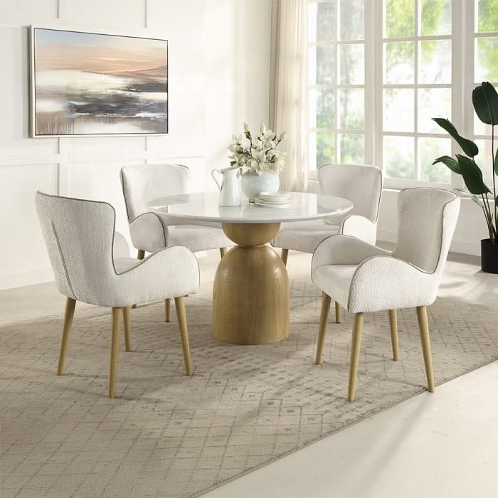 Kala Round Dining Table w/Marble Top