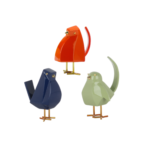 Trío elegante de aves - Pájaros geométricos de resina