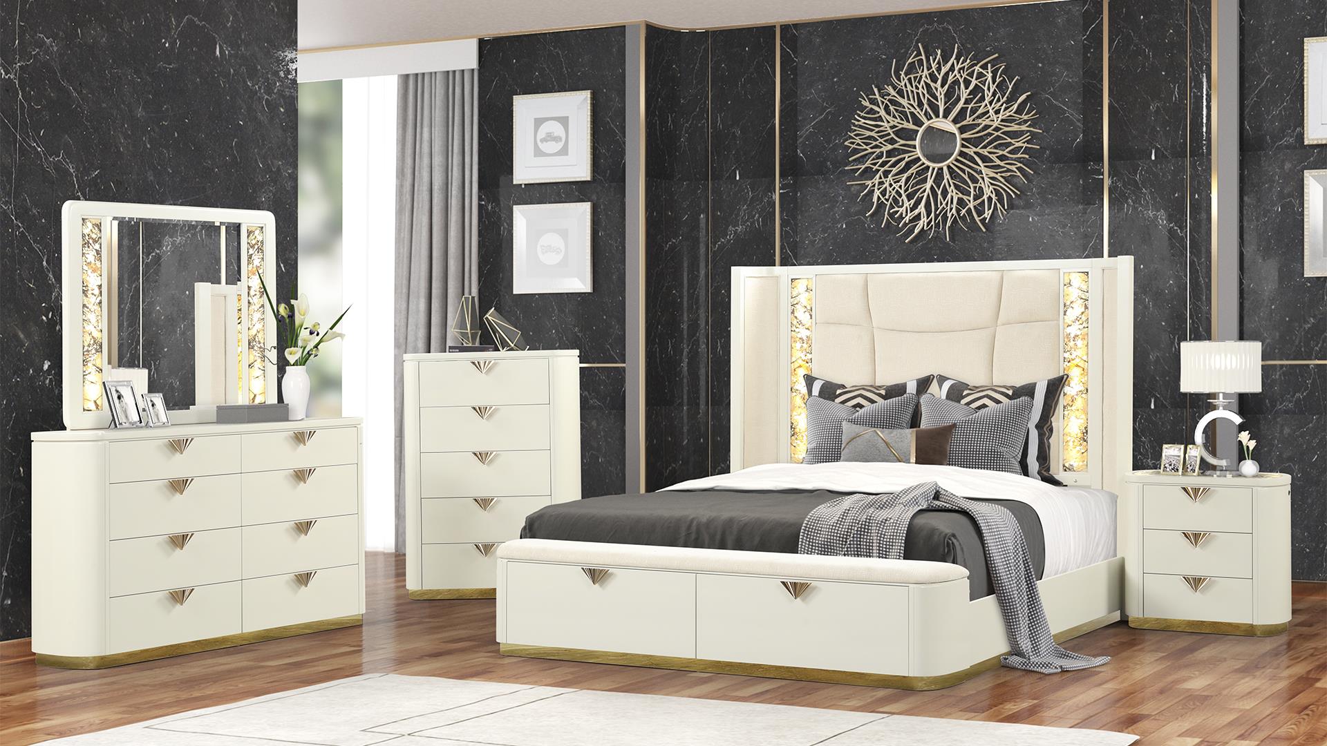 La Pierre Bedroom Set in Beige 5PC