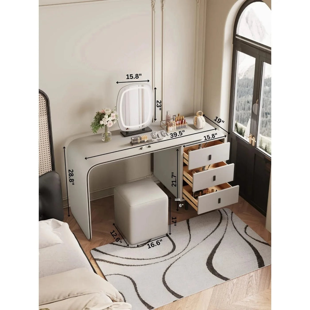 VANITY/DESK WITH STOOL AND LED MIRROR