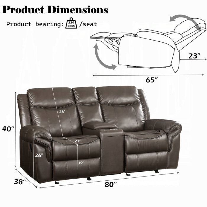Lydia Motion Loveseat W/USB & Console