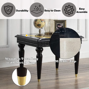 Mesa auxiliar Tayden con tablero de mármol