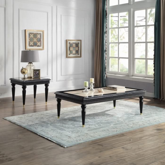 Mesa auxiliar Tayden con tablero de mármol