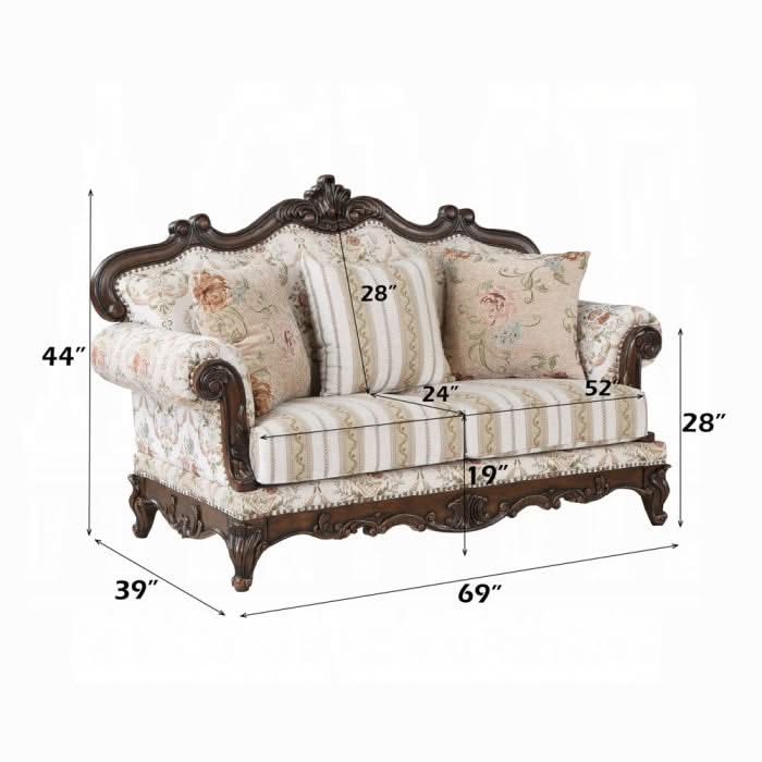 Sofá de dos plazas Nayla con 3 almohadas