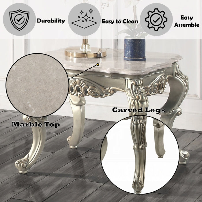 Miliani End Table W/Marble Top