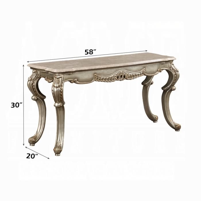 Mesa de sofá Miliani con tablero de mármol