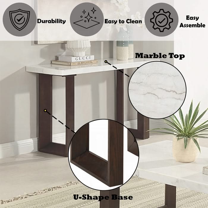Mesa de sofá Edwyn con tablero de mármol