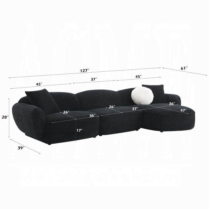 Lucifer Sectional Sofa w/3 Pillows