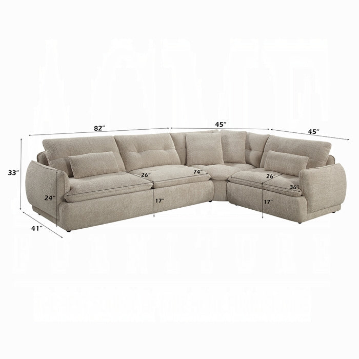 Jonina Sectional Sofa w/4 Pillows